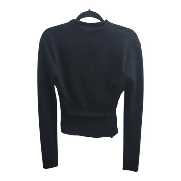 Nanushka Black Ruched Asymmetrical Wrap Top Size 10 Black (Runs Small 8) - Picture 5 of 9